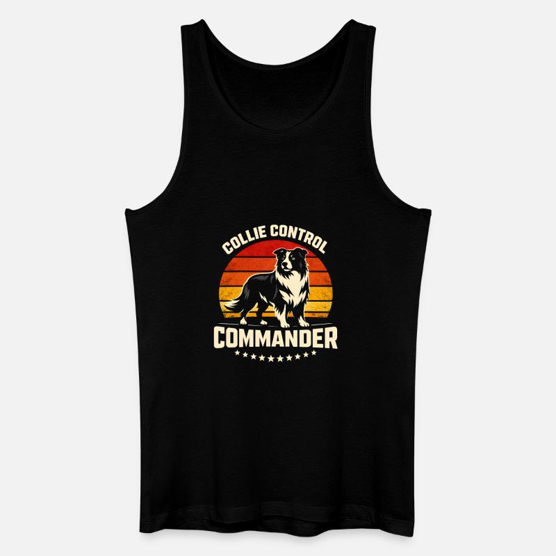 Collie Commando | Border Collie Rétro - Débardeur bio Homme - noir
