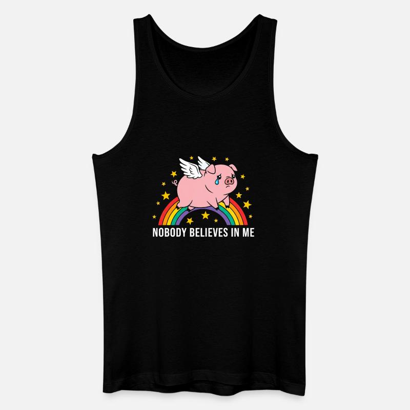 Sad pig on rainbow - Men’s Organic Tank Top - black
