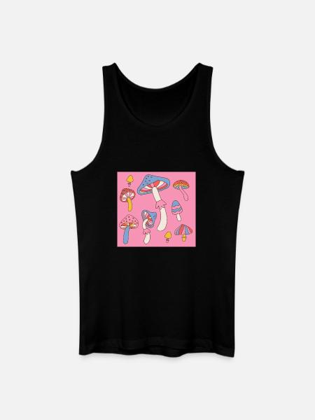 Retro Mushroom Pattern – Psychedelic 70s Design - Men’s Organic Tank Top - black