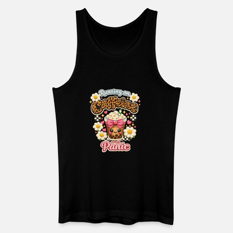 Coffee Chaos Patch Leopard Latte - Men’s Organic Tank Top - black