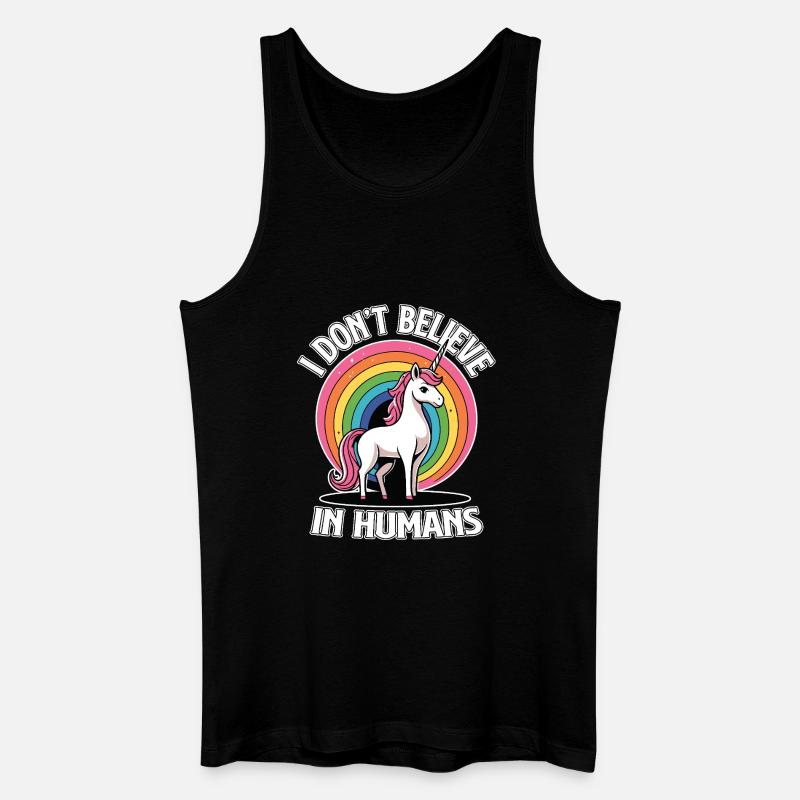 Einhorn Regenbogen Ich glaube nicht an Menschen - Männer Bio Tank Top - Schwarz
