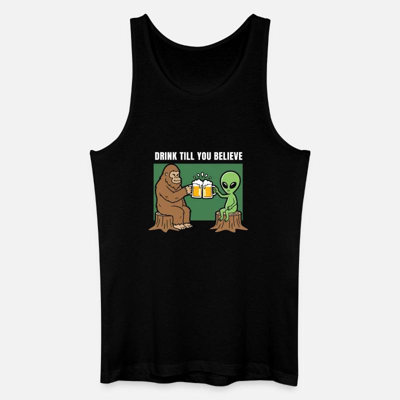 Prost mit Alien und Sasquatch - Männer Bio Tank Top - Schwarz