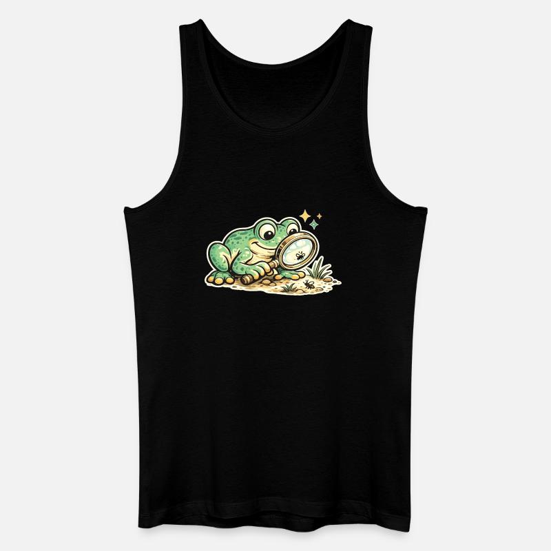 Frosch mit Lupe auf Spurensuche - Männer Bio Tank Top - Schwarz