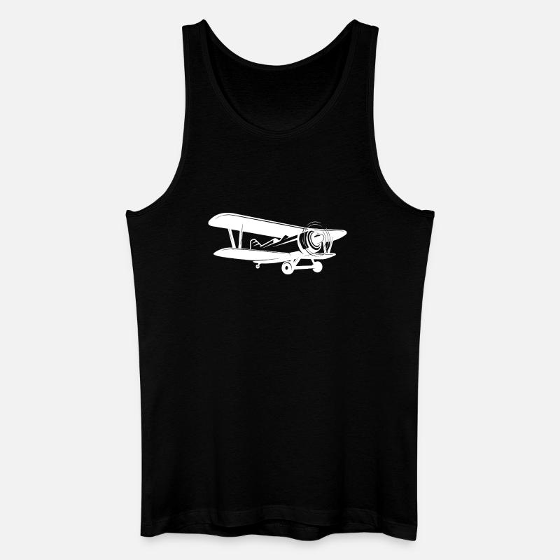 Doppeldecker Pilot Retro Minimalistisch - Männer Bio Tank Top - Schwarz