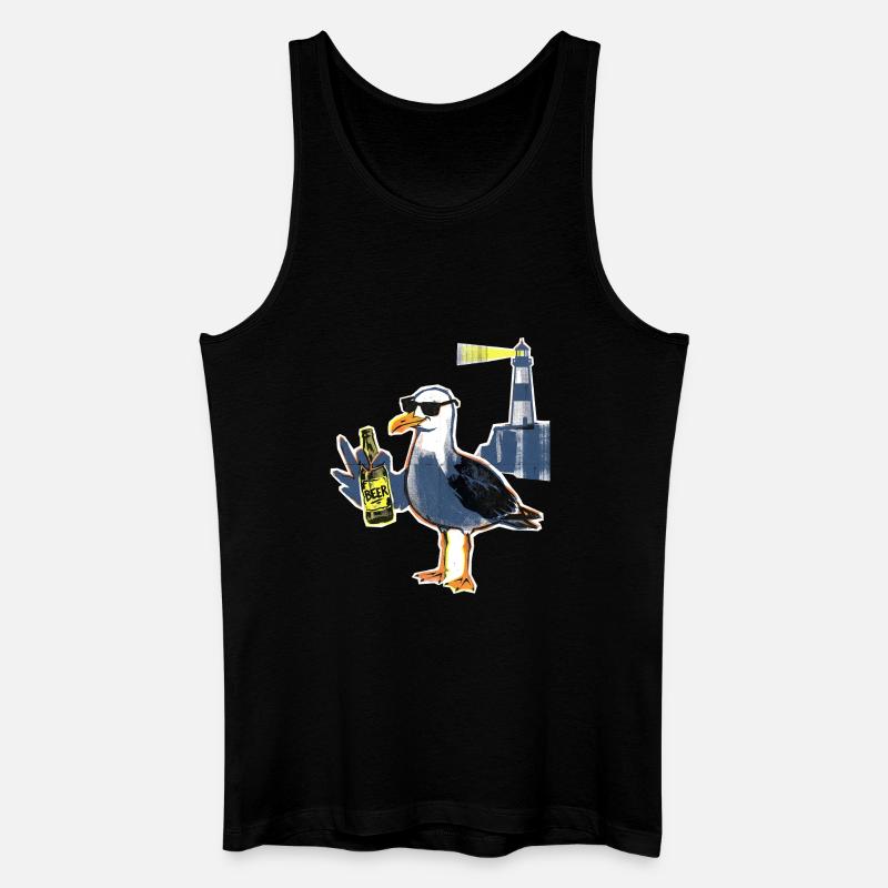 Coole Möwe Leuchtturm Bier - Männer Bio Tank Top - Schwarz