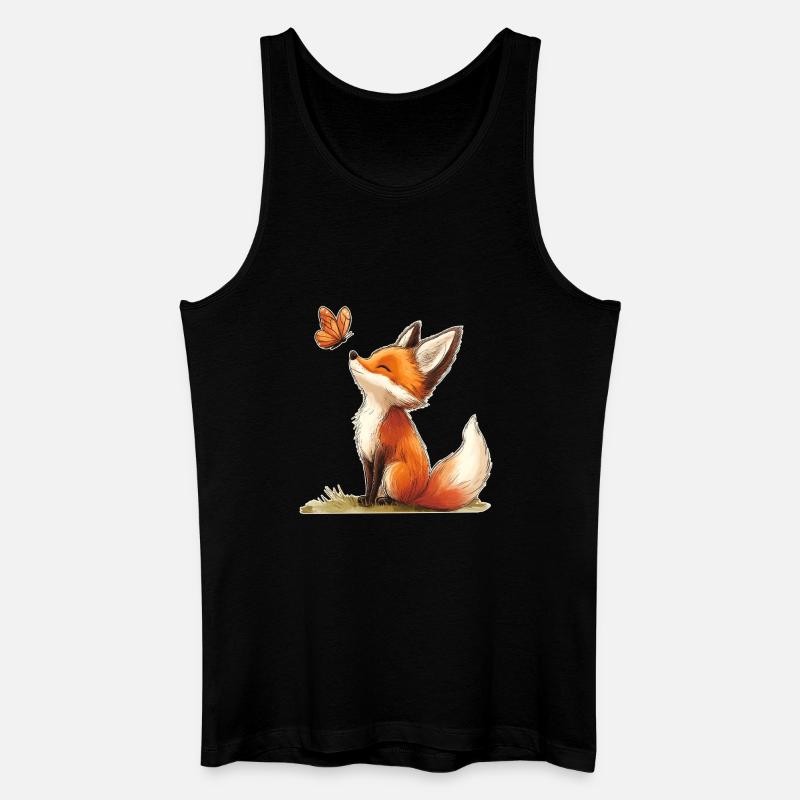 Fuchs mit Schmetterling - Männer Bio Tank Top - Schwarz