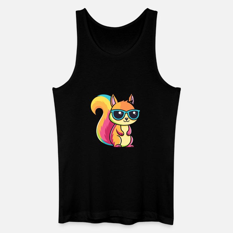 Regenbogen-Eichhörnchen mit Brille - Männer Bio Tank Top - Schwarz