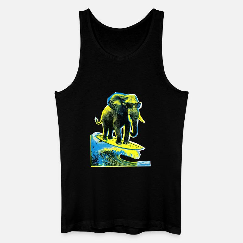 Elefant Surfer - Männer Bio Tank Top - Schwarz