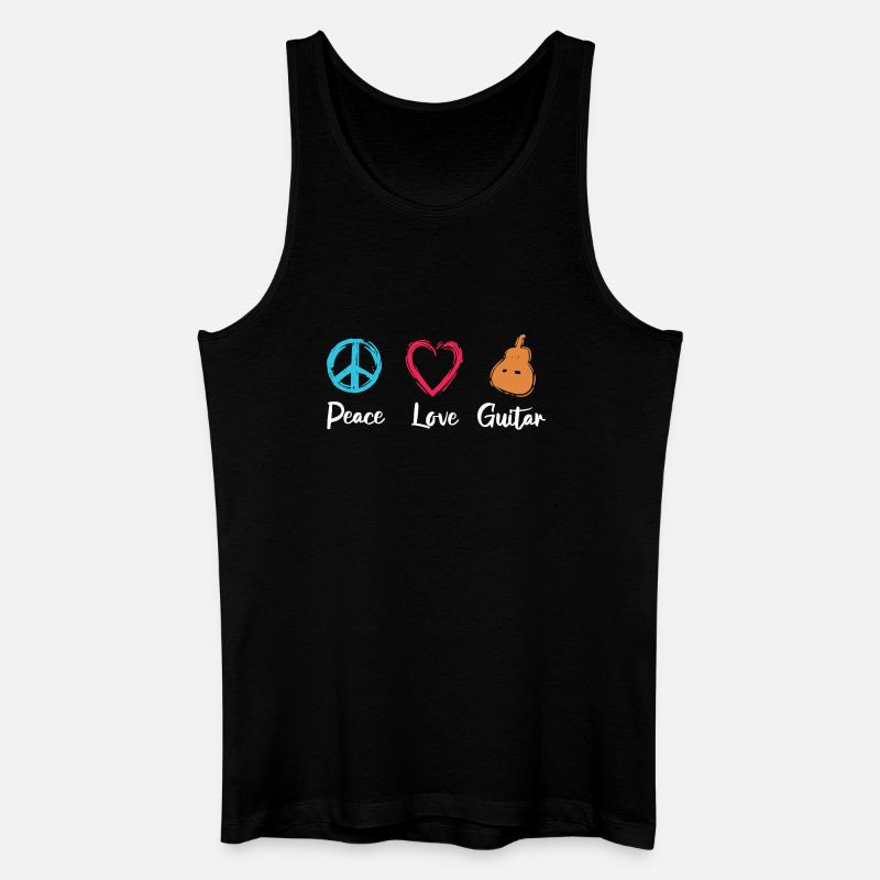 Frieden Liebe Gitarre - Männer Bio Tank Top - Schwarz