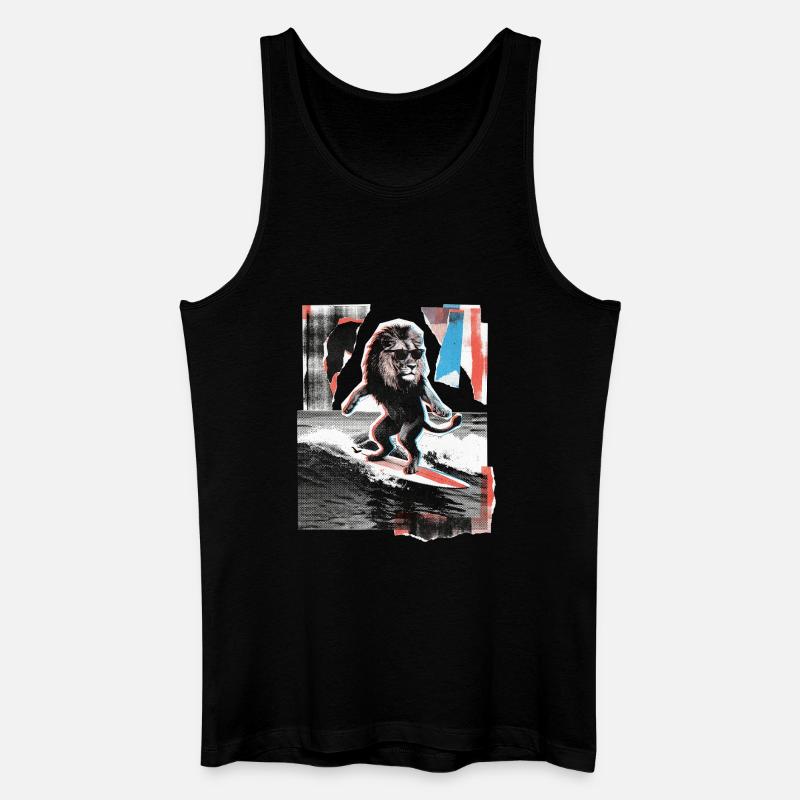 Surfer Löwe - Männer Bio Tank Top - Schwarz