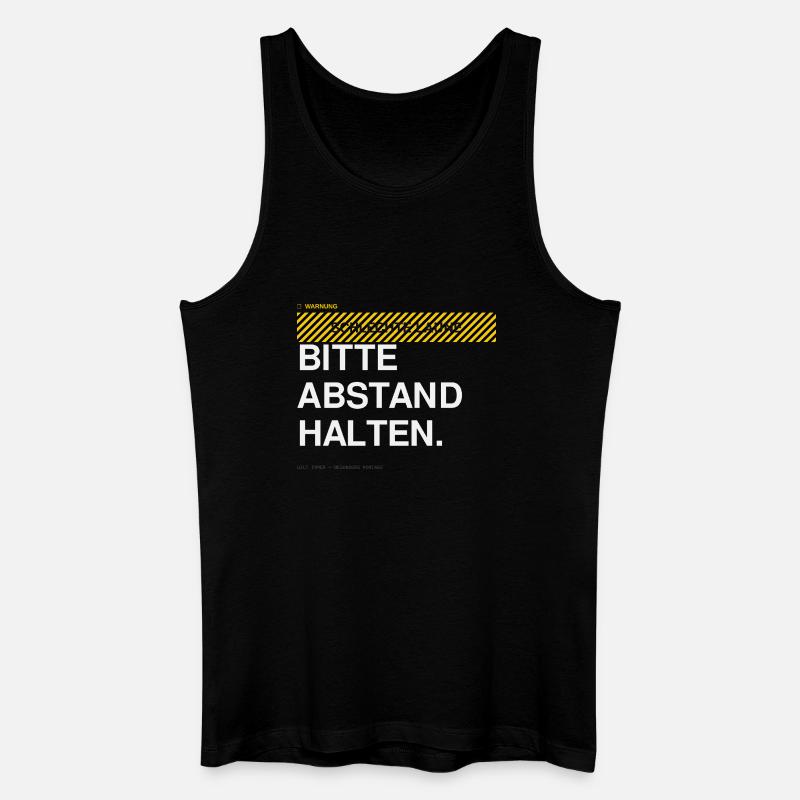 BITTE ABSTAND HALTEN Warnhinweis - Männer Bio Tank Top - Schwarz