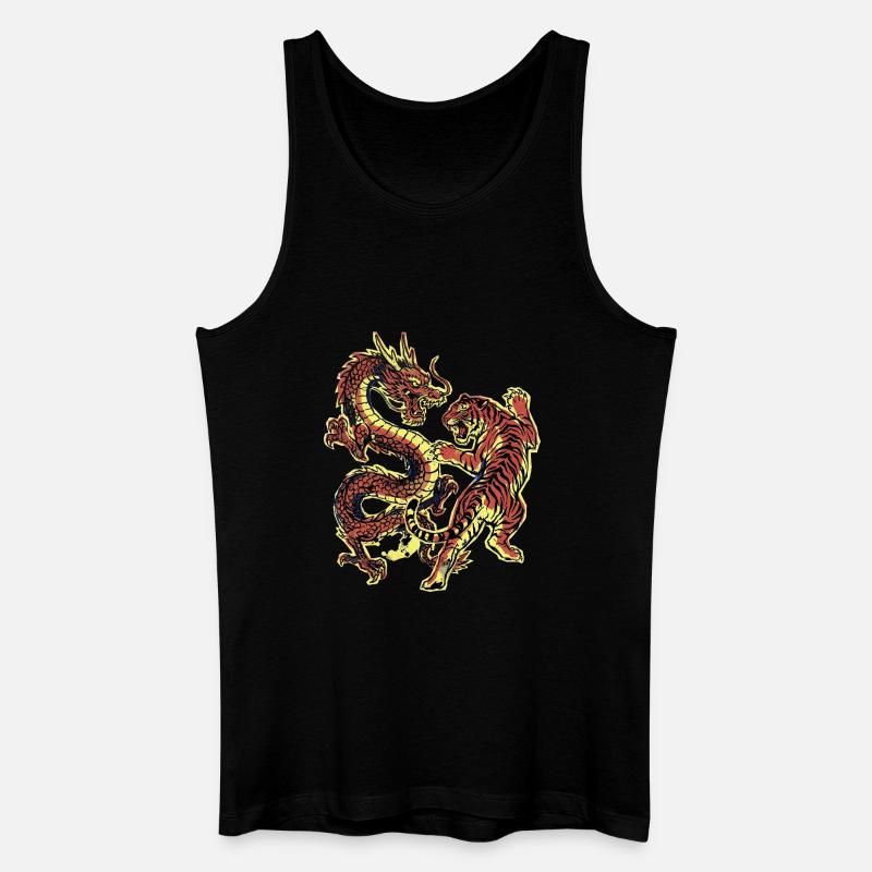 Dragon et Chinois Tigre - Débardeur bio Homme - noir