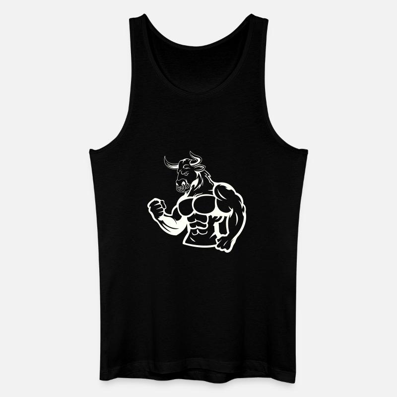 Taureau puissant, héros musclé - Débardeur bio Homme - noir