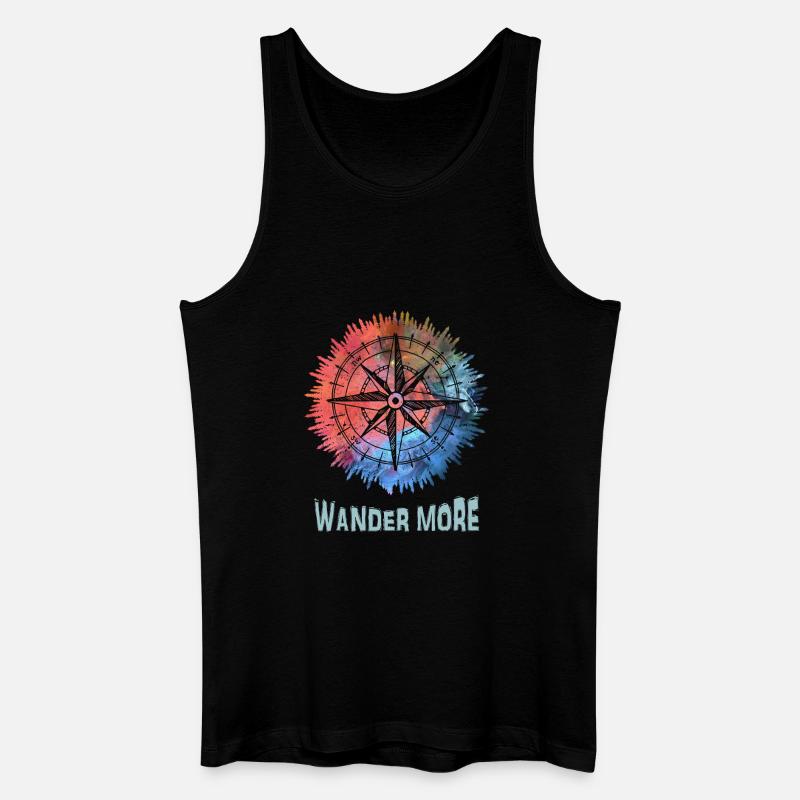 Wander More Compass Batik - Männer Bio Tank Top - Schwarz