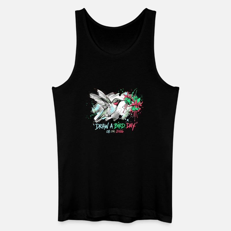 Kolibri-Tintenspritzer mit Blumen - Männer Bio Tank Top - Schwarz