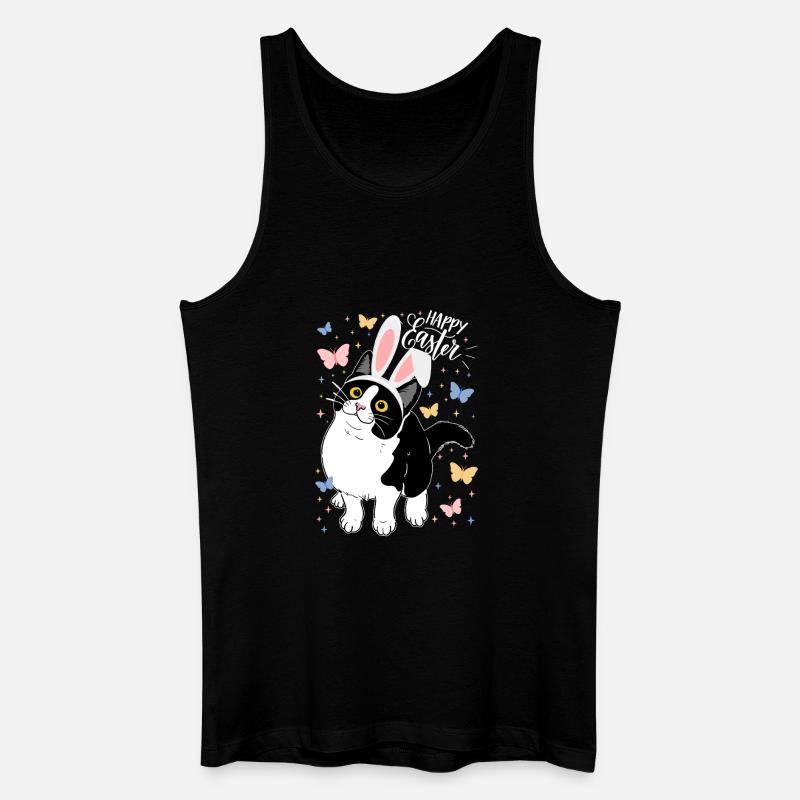Osterkatze mit Hasenohren - Männer Bio Tank Top - Schwarz