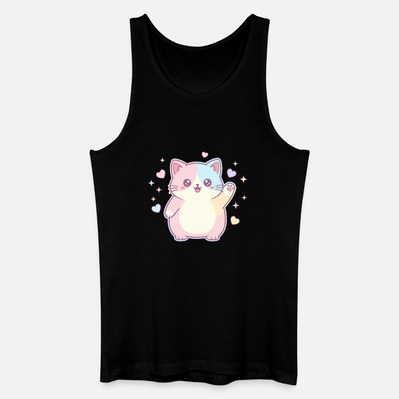 Pastellkätzchen Herzfreude - Männer Bio Tank Top - Schwarz