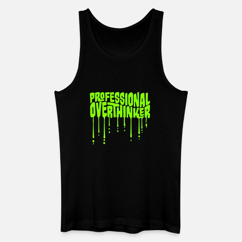 Professional Overthinker Funny Brooding Anxiety Logo - Men’s Organic Tank Top - black