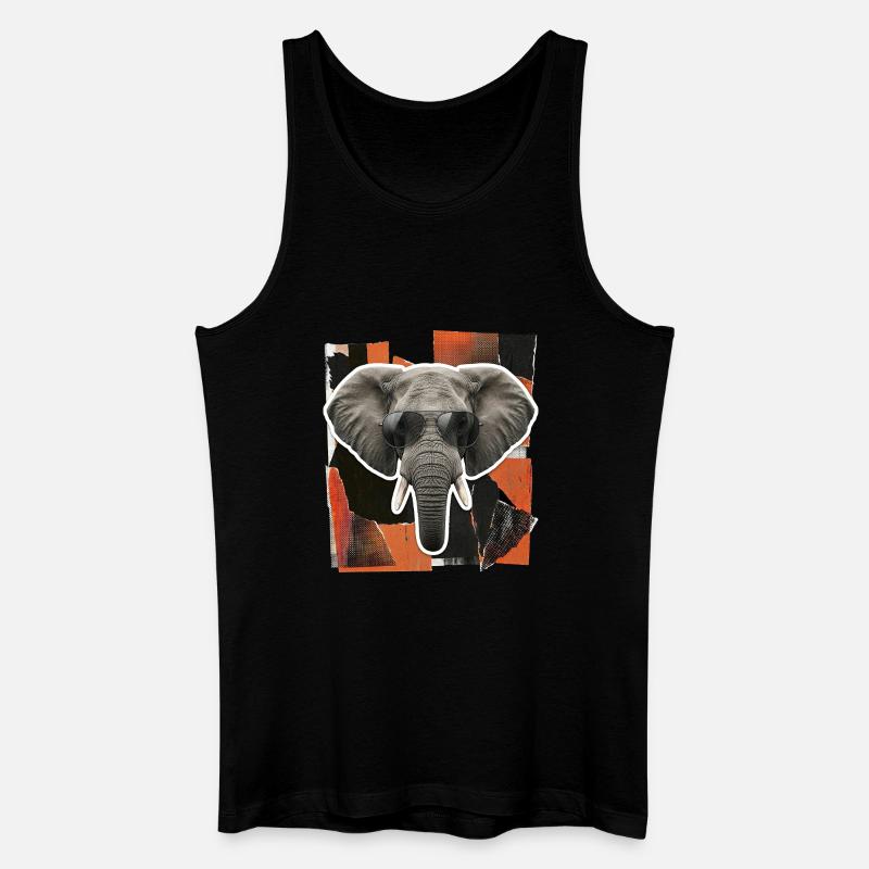 Elefant Sonnenbrille Risographie - Männer Bio Tank Top - Schwarz