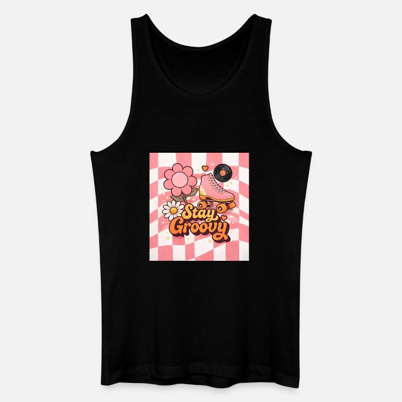 Rosa Retro-Rollschuhe - Männer Bio Tank Top - Schwarz