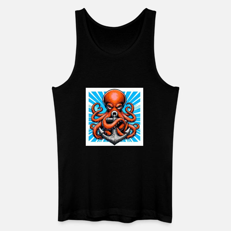 Oktopus umarmt einen Anker - Männer Bio Tank Top - Schwarz