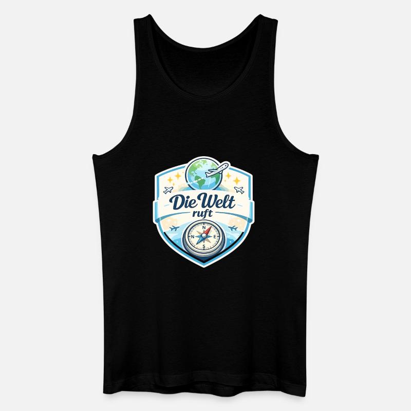 Die Welt ruft Reisepatch - Männer Bio Tank Top - Schwarz