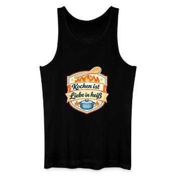 Küchenliebe im Flammenschild - Männer Bio Tank Top - Schwarz - Vorne