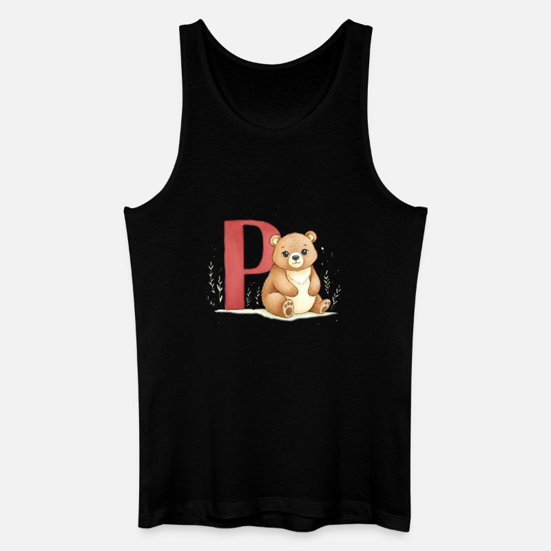 Bär mit Buchstabe P - Männer Bio Tank Top - Schwarz