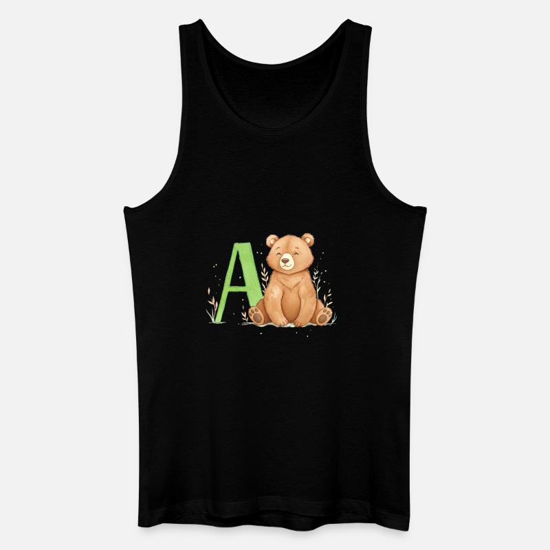 Alphabet Bär mit Großem A - Männer Bio Tank Top - Schwarz