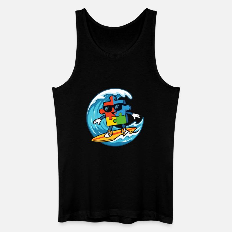 Cooles Surf-Puzzle-Maskottchen Sommerstrandkunst - Männer Bio Tank Top - Schwarz