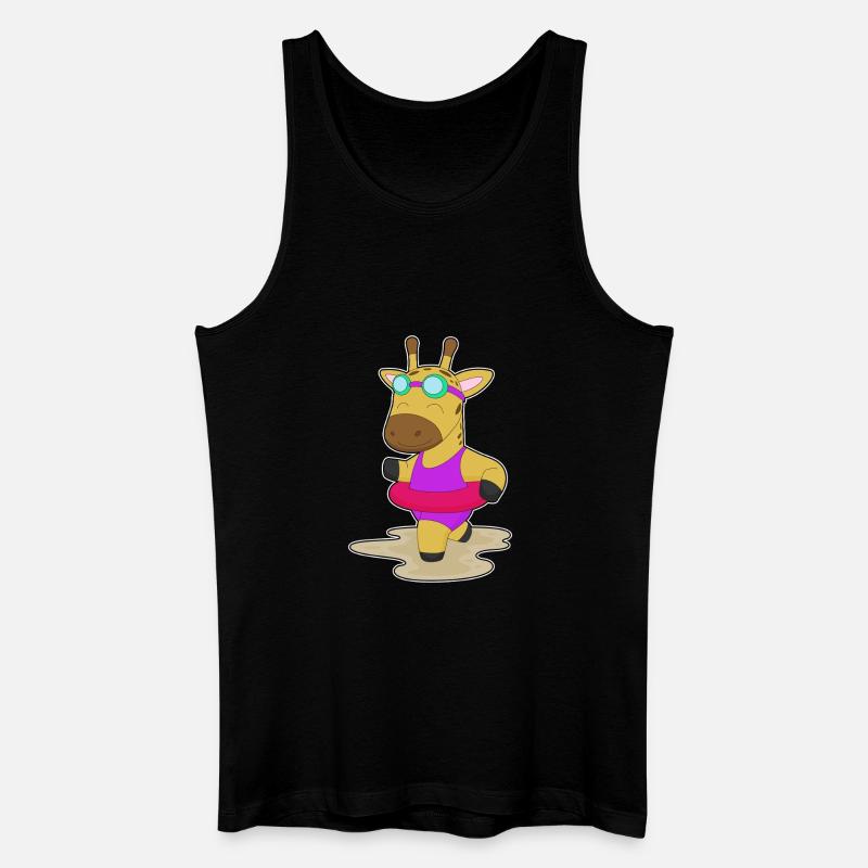 Giraffe Schwimmen Schwimmring Sommer - Männer Bio Tank Top - Schwarz