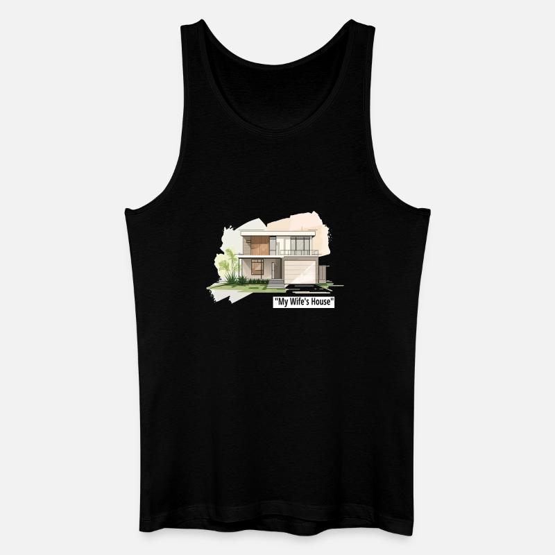Ultramoderne Familienhausillustration - Männer Bio Tank Top - Schwarz