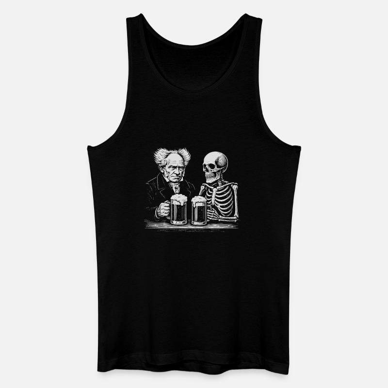 Arthur Schopenhauer drinking beer with skeleton - Men’s Organic Tank Top - black