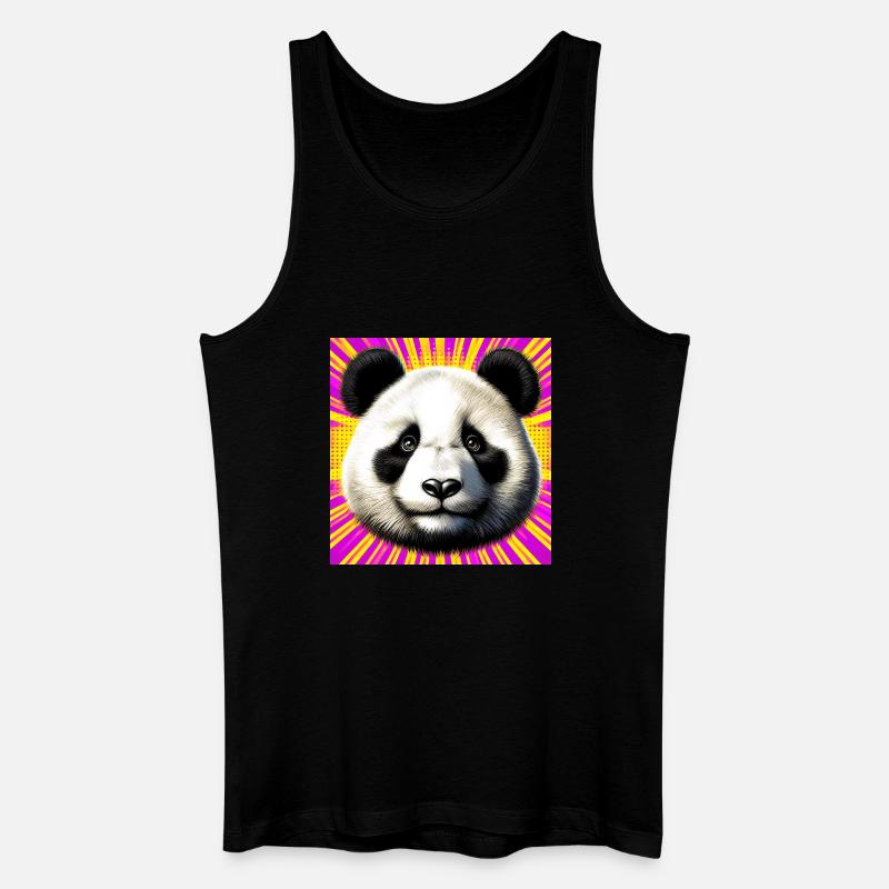 Panda - Männer Bio Tank Top - Schwarz