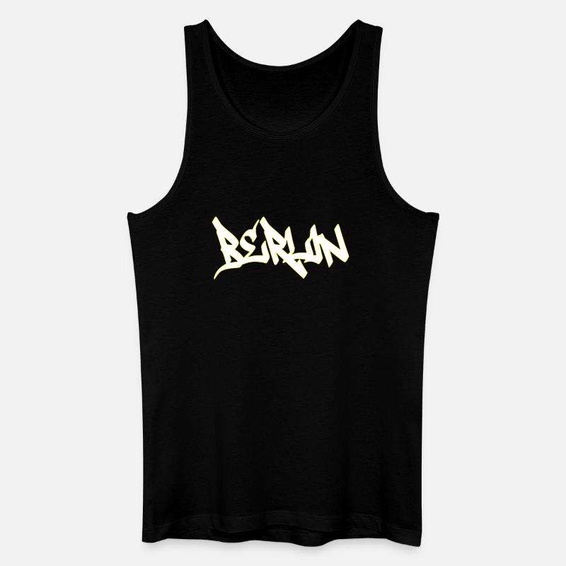 Lettrage marron graffiti de Berlin - Débardeur bio Homme - noir