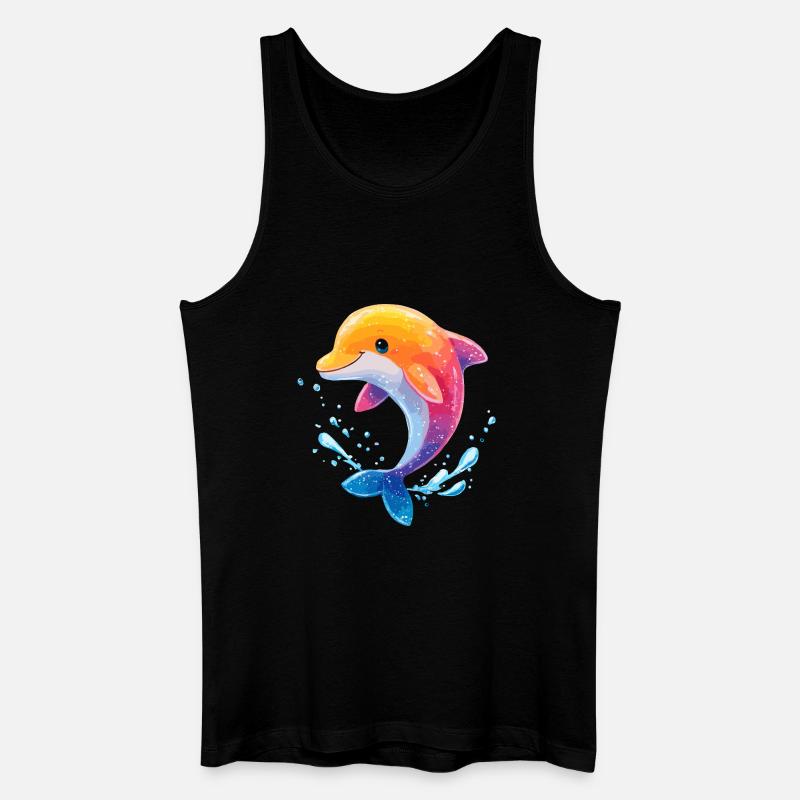 Farbiger Delfin Spritz - Männer Bio Tank Top - Schwarz