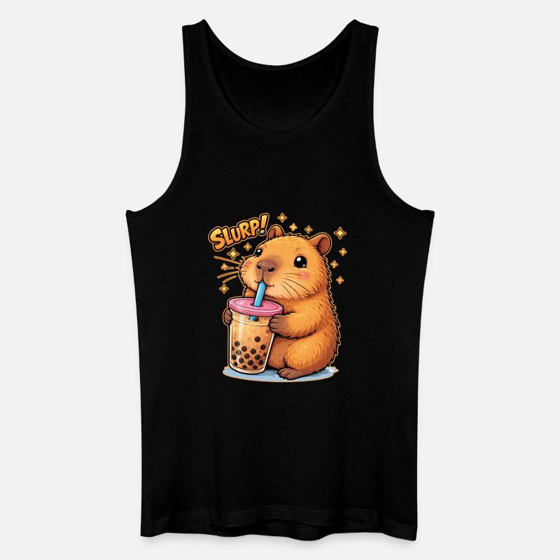 Capybara Bubble Tea - Männer Bio Tank Top - Schwarz