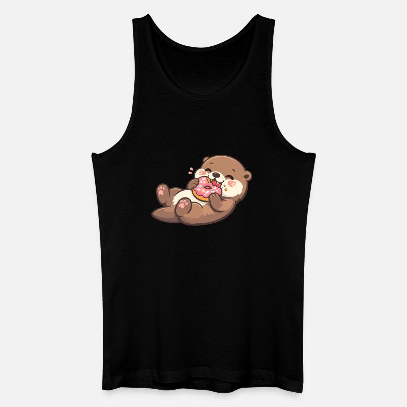 Kuschelbär mit Donut-Genuss - Männer Bio Tank Top - Schwarz