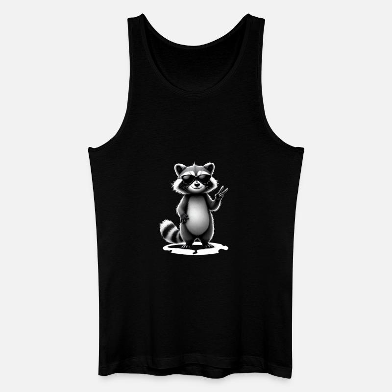 Waschbär mit Sonnenbrille - Männer Bio Tank Top - Schwarz