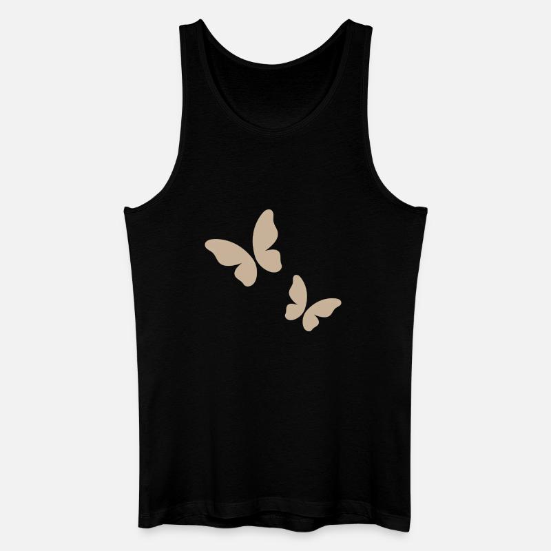 Beige Butterfly Pattern - Men’s Organic Tank Top - black
