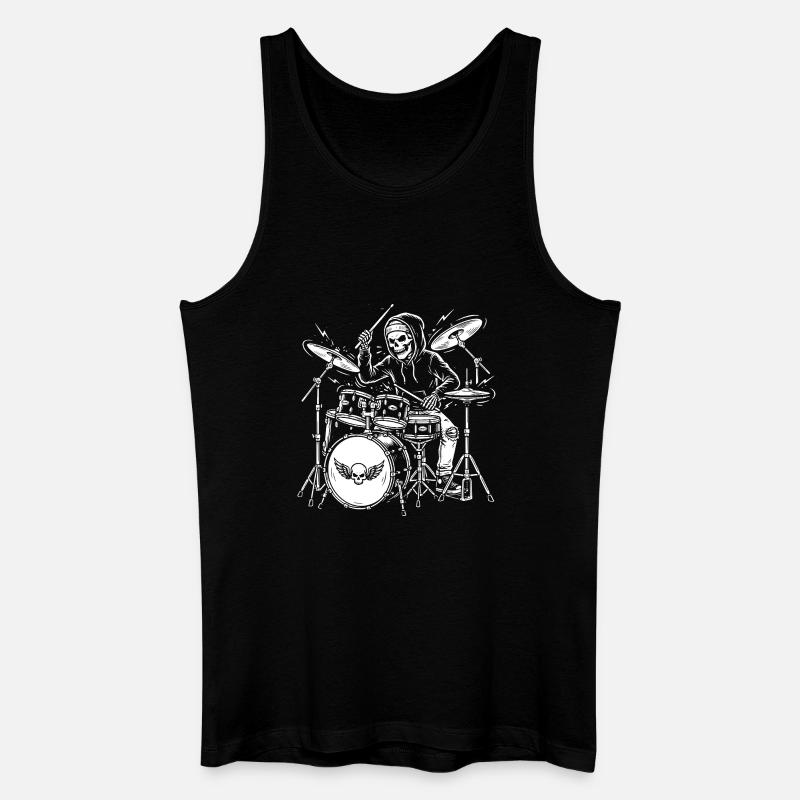 Grim Drummer Skeleton - Men’s Organic Tank Top - black