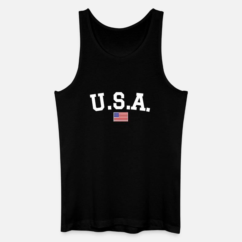 Drapeau américain Blanc - Débardeur bio Homme - noir