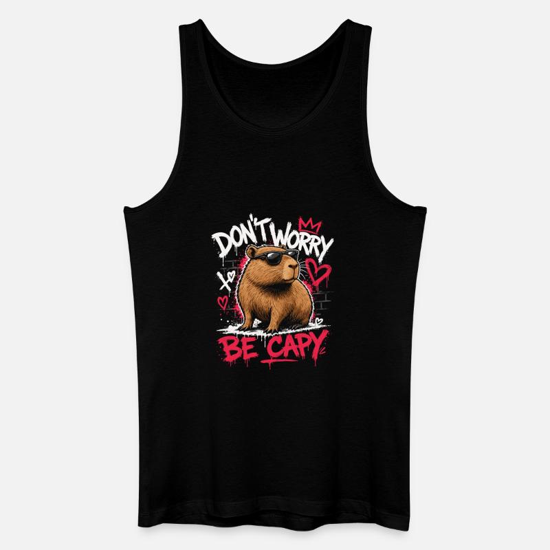 Don't Worry Be Capy - Männer Bio Tank Top - Schwarz