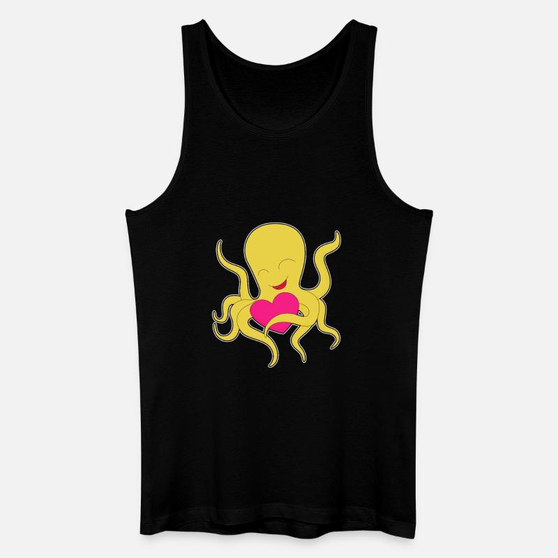 Krake Herz - Männer Bio Tank Top - Schwarz