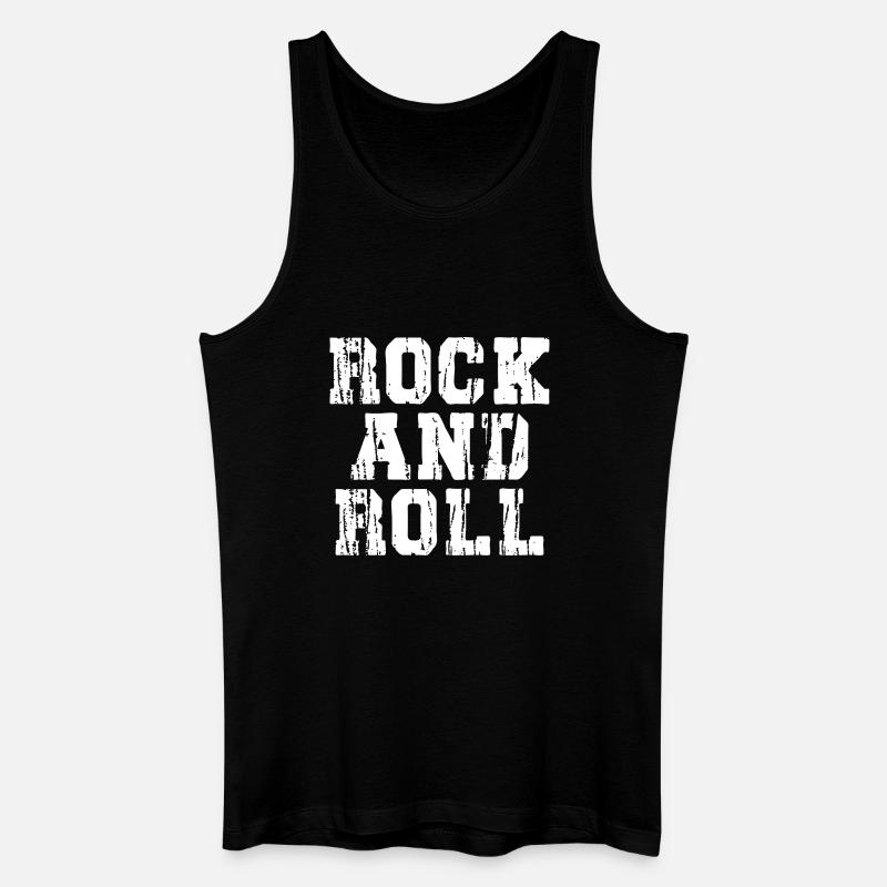 Rock'n'Roll Distressed Text Logo - Männer Bio Tank Top - Schwarz