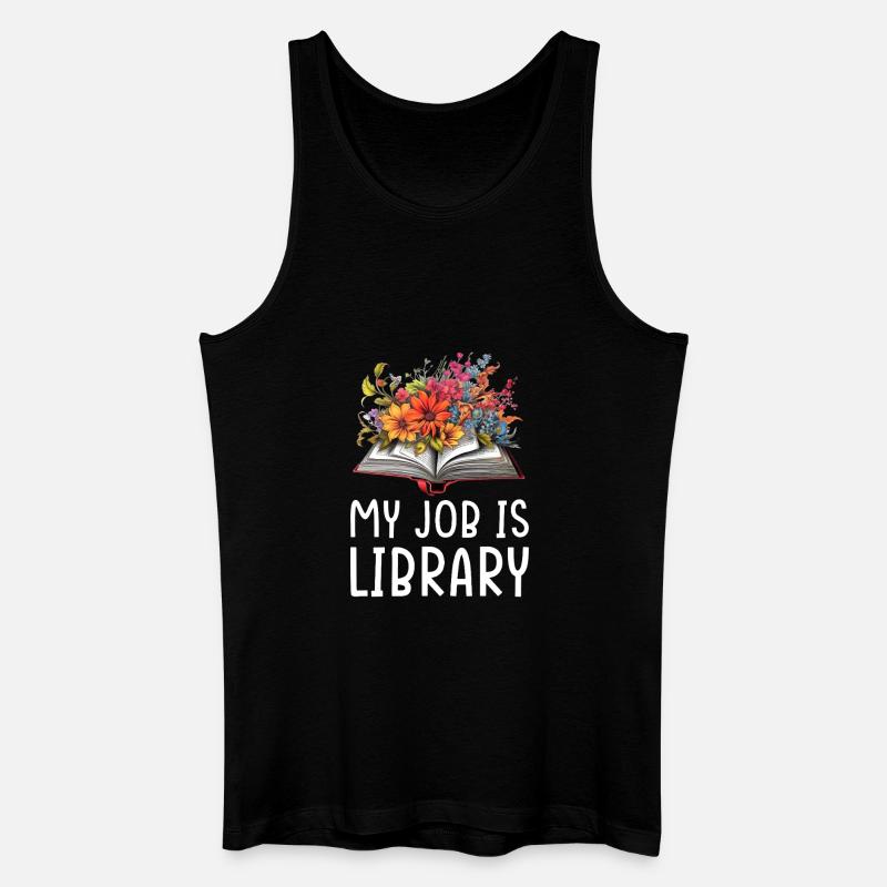 Bücherblüten Bibliothek Design - Männer Bio Tank Top - Schwarz