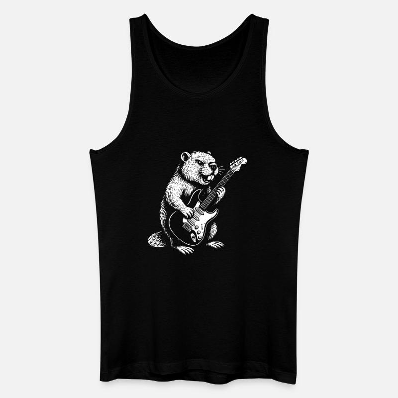 Beaver Guitar Hero - Männer Bio Tank Top - Schwarz