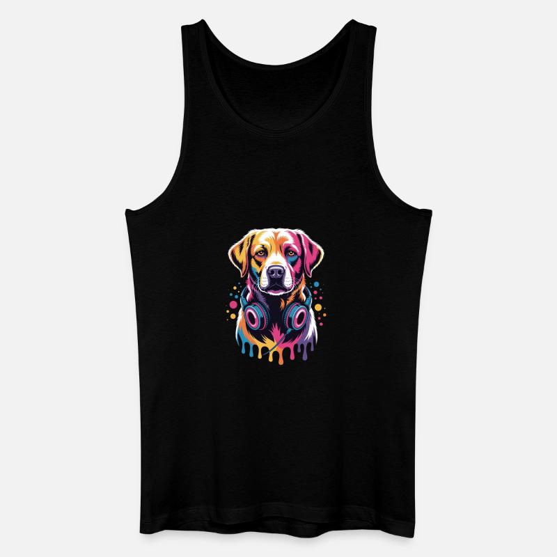 Labrador mit Kopfhörern - Männer Bio Tank Top - Schwarz