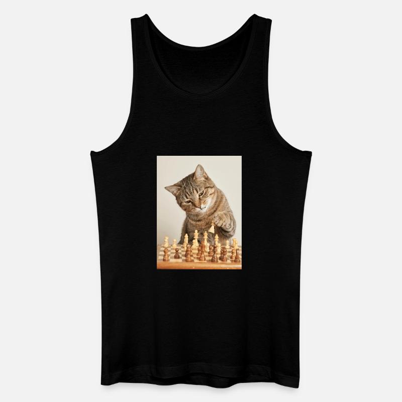 Katze spielt Schach - Männer Bio Tank Top - Schwarz
