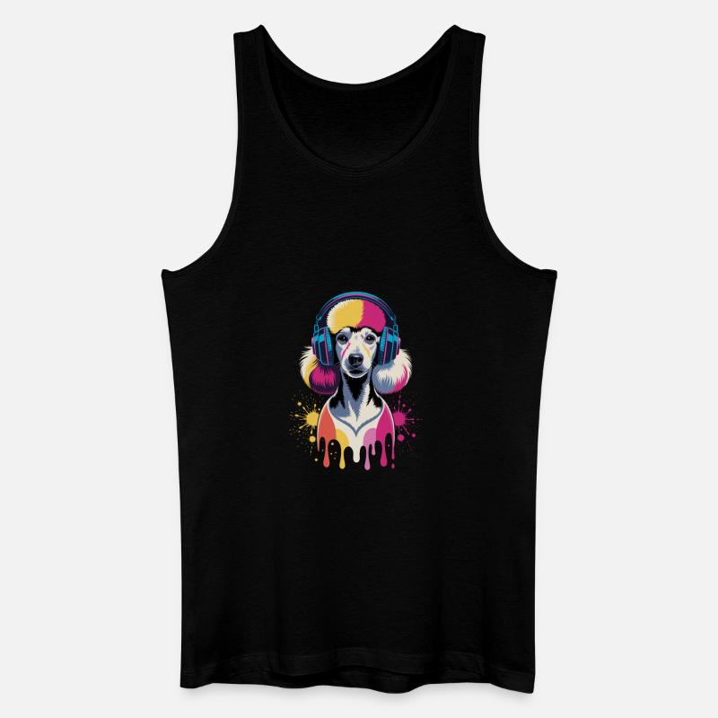 Pudel mit Kopfhörer - Männer Bio Tank Top - Schwarz